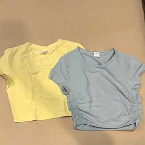 TNA Women's Short Sleeve Tees in Yellow and Slate Blue